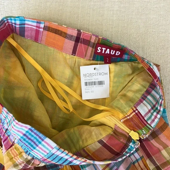 STAUD x Birkenstock NWT Sea Bright Patchwork Plaid cotton midi maxi skirt - Picture 14 of 17